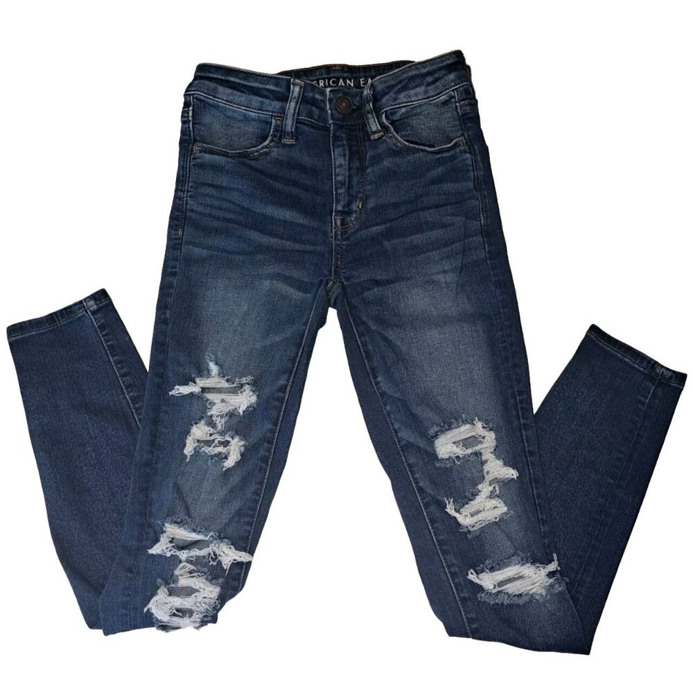 American Eagle Outfitters Dark Blue Ripped Jeggings